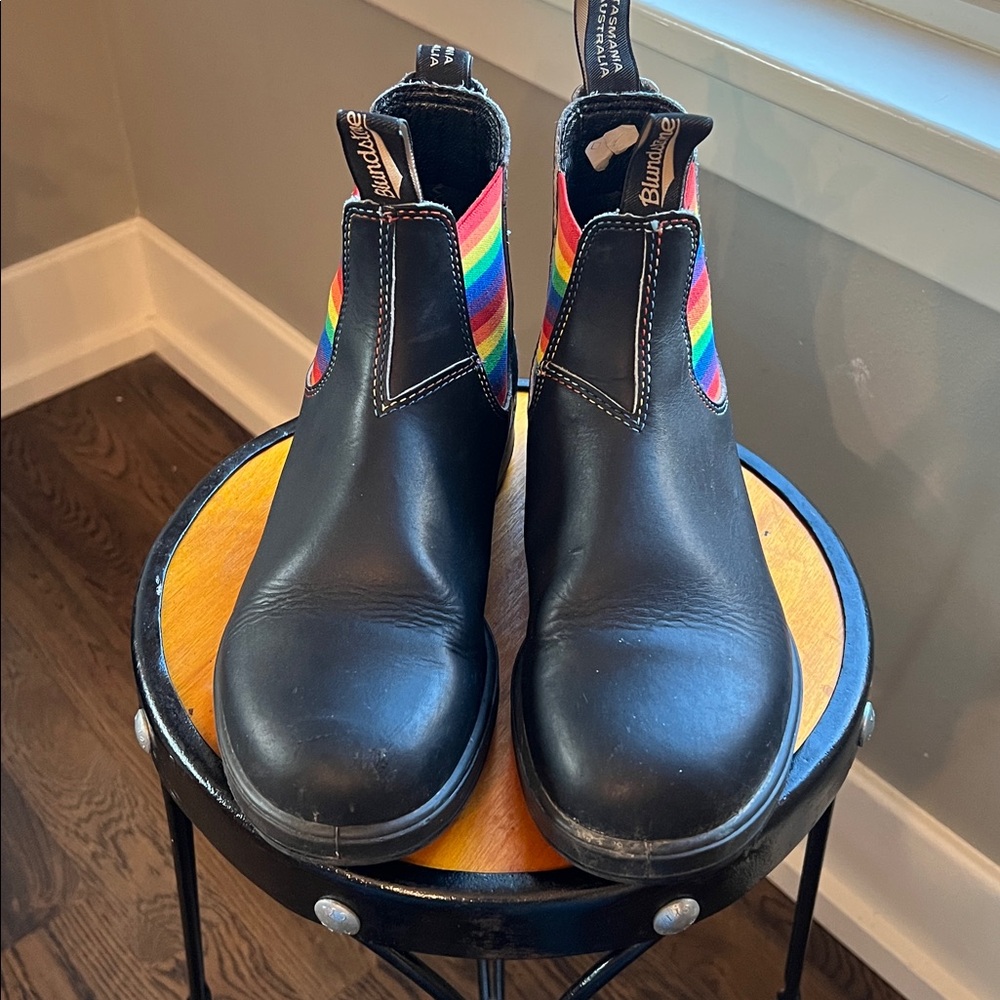 Blundstone Black Boots with Rainbow Accents - Picture 2 of 5